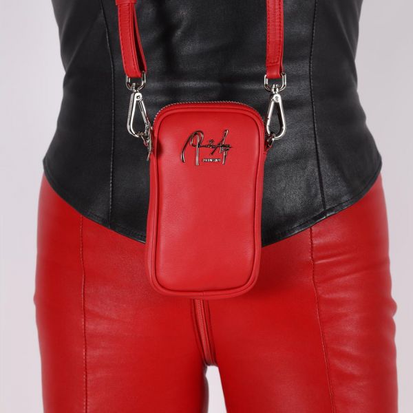  Mini-Tasche rot Leder von Renato Angi - Made in Italy