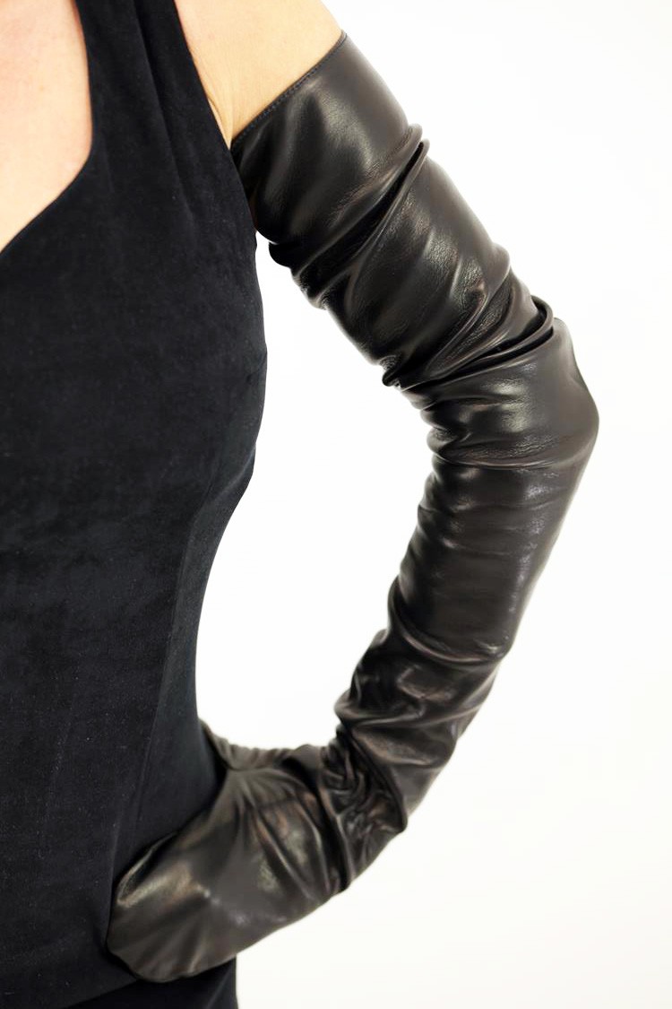 80 cm lange Herren Fäustlinge aus Leder ungefüttert von Miceli | Fashion  Unlimited