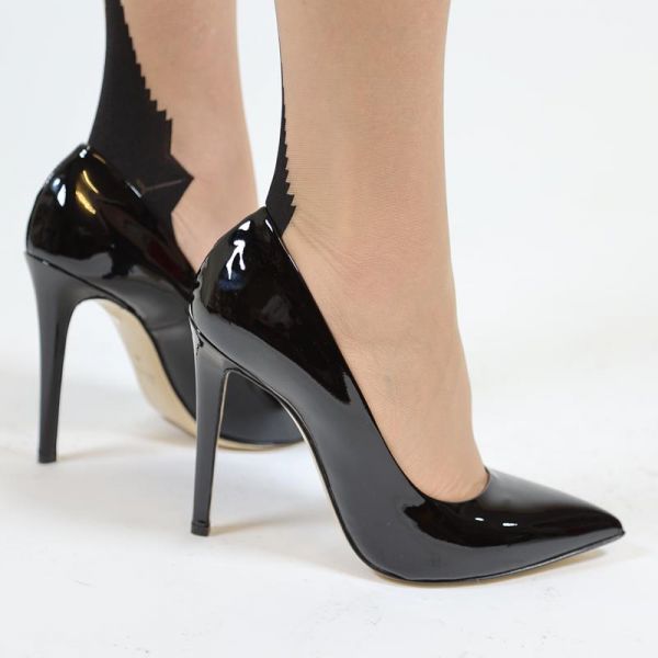 Klassischer italienischer Pumps, Lackleder schwarz Miceli-Made in Italy